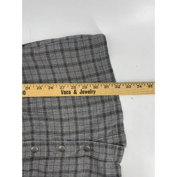 American Eagle Women's Gray Plaid Sleeveless Snap Front Dress Size Small - Picture 14 of 15